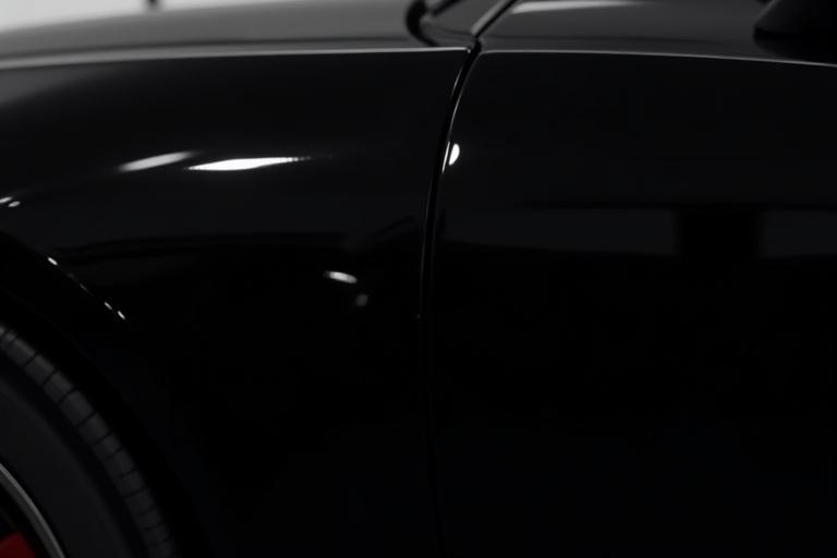 After paint correction on a restored black car