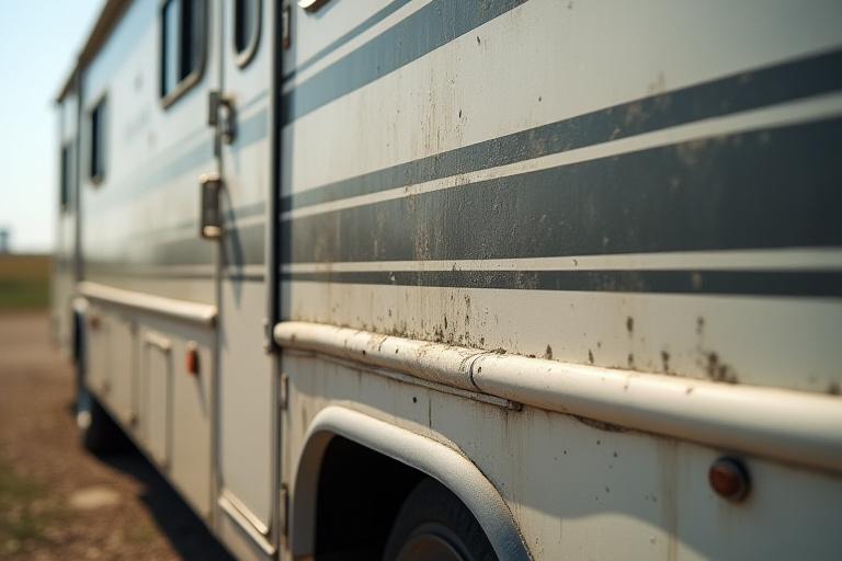 Before exterior detail on a large RV